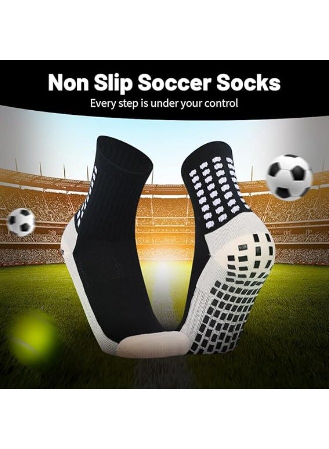 Arabest 5 Pack Men's Soccer Socks Anti Slip Non-Slip Grip Pads for Football Basketball Sports Grip Soccer Socks - Image 3